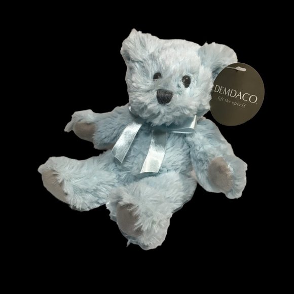Demdaco Pastel Blue Teddy Bear Plush 8" Stuffed Animal Toy NEW NWT 2018 - Picture 10 of 10